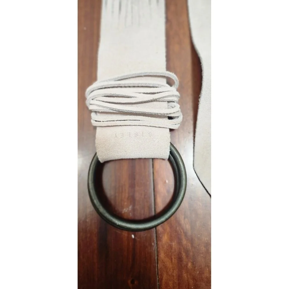 Sisley Suede Fringe Wrap Belt Women’s Adjustable Tan Leather O-Ring Boho Belt 39